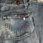 7 For All Mankind Flare Jeans Women's Size 28 Havana Rhinestone Pocket Mid Rise Photo 1
