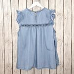 Torrid  Blouse Women’s Size 1X Blue Flutter Sleeves Denim Medium Wash High Neck Photo 1