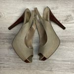 Jessica Simpson Tan Snakeskin Slingback Open Toe 5" Woodgrain Heels Size 8B/38 Photo 5