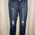 Indigo Rein  Dark Blue Distressed Skinny Jeans Photo 1