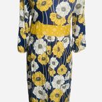 Butter Yellow Blue Floral Midi Sun Dress Med Y2K Coastal Cowgirl Boho Cottage Photo 2