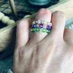 Y2K 90s set of 3 boho stretchy stackable beaded elastic rings Photo 3