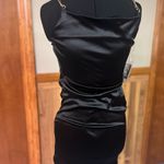 Planet Gold Mini black satin dress  Photo 1