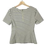 Banana Republic Black & White Stripe Crepe Short Sleeve Blouse S Photo 1