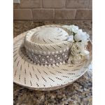 Vintage VTG Sonni San Francisco Wide Brim Straw Sun Derby Church Easter Hat Tan Photo 6