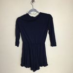 Rolla Coster Women's Shorts Romper Sz. Sm V-Neck 3/4 Sleeve Navy Blue EUC Photo 3