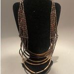 Vintage Boho Layered Stacked Noodle Beaded Copper Necklace Brown Photo 0