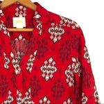 Anthropologie Anthro. Maeve - Woodland Walk Red Southwestern Button Top - 4 Photo 2