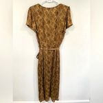 Paige  Alayna Snakeskin Print Belted Midi Dress Bronze Size L Button Front EUC Photo 4