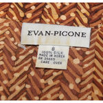 Evan Picone Vintage Evan-Picone Silk Blouse Artsy Office Brown Geo Print Button Back‎ Size 8 Photo 2