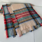 Aerie NWOT women’s multicolor knit distressed edge large blanket scarf 60”x60” Photo 0