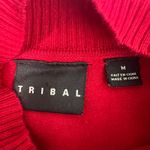 Tribal Mock Neck Pullover Red Long Sleeve Sweater Women's Size Medium Photo 1