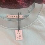 Alice + Olivia NWT  Braxton Cropped Sleeveless Sweatshirt Boxy Fit Tiffany Blue L Photo 4
