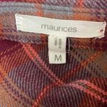 Maurice's Berry Plaid Button Down Long Sleeve Cropped Flannel Shacket Photo 4