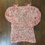 Hand knit with large needles, draped tunic / dress / beach coverup, NWOT Pink Size M Photo 5