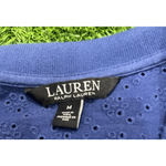 Ralph Lauren  Women's Blue Eyelet Gold Button Polo Shirt Blue Size Medium Photo 5