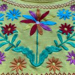 Women’s Mexican embroidered floral print peasant cotton boho top Yellow Size L Photo 2