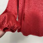 White House | Black Market  Burnt Red Orange Jacquard Silky Long Sleeve Top Sz XS Photo 2