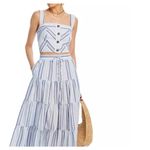 AQUA ‎ Striped Crop Top Blue White Button Front Sleeveless Tank Small Photo 2