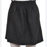 J.Crew Linen Cotton Pull On Mini Skirt Black Elastic Waistband Size 14 Photo 0