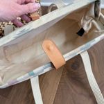 Vintage 90s Southwestern Pattern Canvas Satchel Clamshell Small Tote Mauve Teal Pink Photo 7