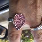 Tahari  Rose Gold Pave Pink Crystal Pear Ring sz 8 Photo 0