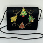 Amanda Smith Vintage Christmas Velvet Purse with Hand-Embroidered Christmas Tree Photo 1