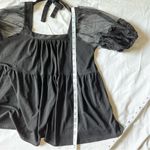 TEMPTED hearts lace puff sleeve organza baby doll top solid black size small Photo 8