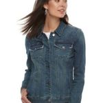 Juicy Couture  Nailhead Stretch Denim Jean Jacket M 20” p2p Dark Wash $70 Retail Photo 0