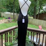 New NWT Runway The Label Slinky Black Slip Maxi Dress Size S Small Stretch Photo 3