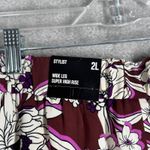 EXPRESS  Stylist Wide Leg Pants Womens 2L‎ Burgundy White Floral High Rise Boho Photo 10