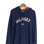 Tommy Hilfiger  Hoodie Dress Womens Large Navy Blue Spell Out Sweatshirt pullover Photo 1