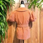 HARVEYS BOUTIQUE Orange Houndstooth Short Sleeve Belted Jacket Photo 3