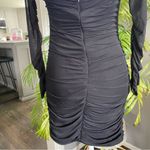 Sorelle UK Black Ruched Sheer Long Sleeve Mini Dress Slinky Bodycon HoCo M new Size M Photo 8