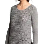 Helmut Lang  Asymmetrical Open Knit Sweater Wool‎ Cashmere Grey Size Small $425 Photo 0