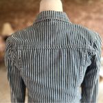 BLANK NYC  Jacket Denim Striped Cropped XS Raw Hem Light Wash Fitted Classic Chic Photo 10