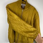 Vtg Y2K 100% Silk Satin Bomber Jacket Sz Medium Gold Yellow Photo 5