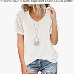 Merokeety Waffle Knit Lace Sleeve Top Photo 8