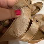 Fly London  Women’s Metallic Bronze Leather Wedge Sandals Size 10.5 Adjustable Photo 3