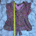 Vintage 90s Y2K Paisley Pink Ruffle Skirt and top set size 14 Petite boho Flowy Photo 5