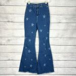 Nasty Gal  High Waist Flare Star‎ Print Jeans Patriotic Western Size 8 Festival Photo 2