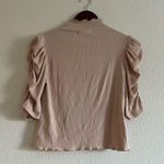 BB Dakota / Steve Madden Tan Ribbed Ruffle Sleeve Crop Top Size Small Photo 5