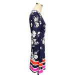 Vince Camuto Navy orange pink Floral Print Faux-Wrap Dress Size 4 Photo 1