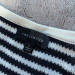 The Limited  Womens Large Cardigan Navy White Striped Open Asymmetrical Hem Knit‎ Photo 4