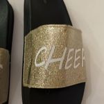 Women’s Gold Glitter Cheer Slides Size 6/7 Black Photo 3