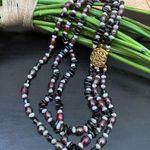 Triple Strand Garnet Crystal Pearl Lampwork Glass Beads Multi Photo 0