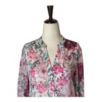 Kut From The Kloth ‎ Shirt Women XS Pink Floral Sheer Jasmine Chiffon Button Down Photo 3