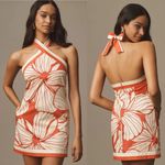 Hutch  Baker Halter Mini Dress Coral Floral Size 8 NWT Photo 4