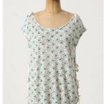 Anthropologie  Pilcro White Green Printed Side Tie Short Sleeve Top Photo 0