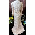 Mac Duggal Lace Long Sleeve V Neck Embellished Gown Blush size 12 Photo 11